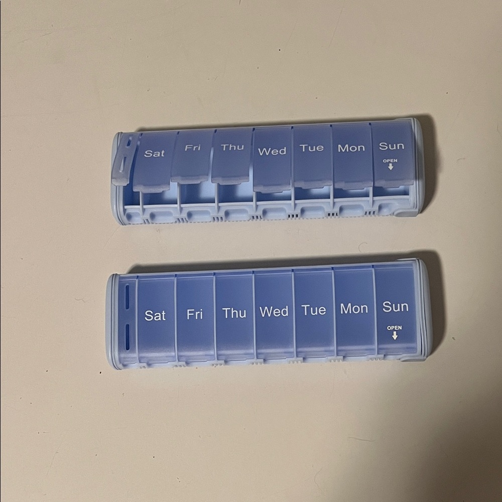 Weekly 7-Day Pill Organizer - Light Blue, 2-Pack